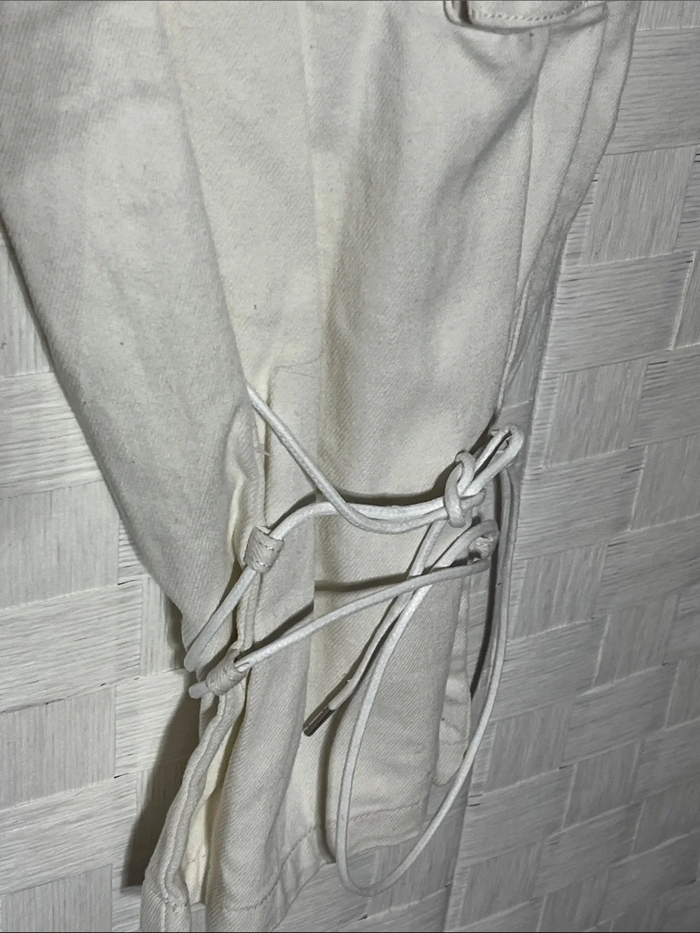 Forever 21 Off-White Lace-Up Cargo Pants Eye Catching Style